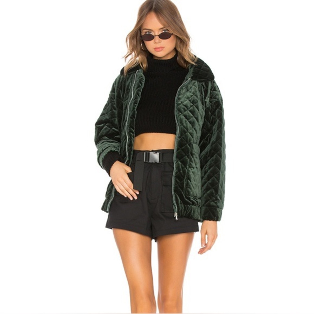 i.am.gia contraband green quilted velvet jacket